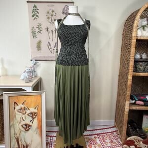 Vtg 90s Y2k Floral Tulip Sleeveless Top Whimsigoth Romantic Goth Dark Fairy XL